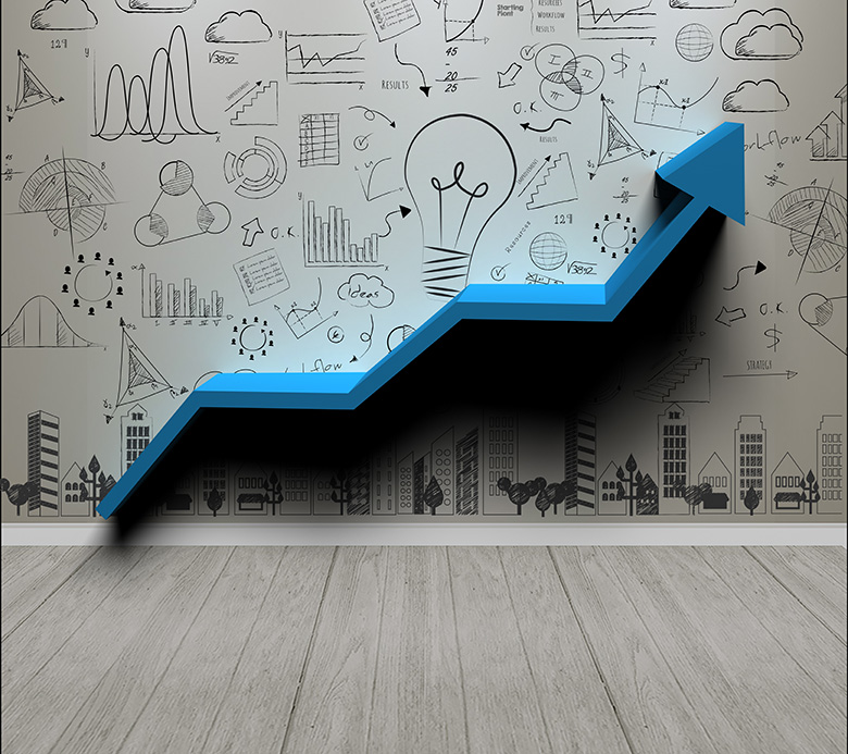 Concepto de fondo empresarial para nuevas ideas con innovación y creatividad.